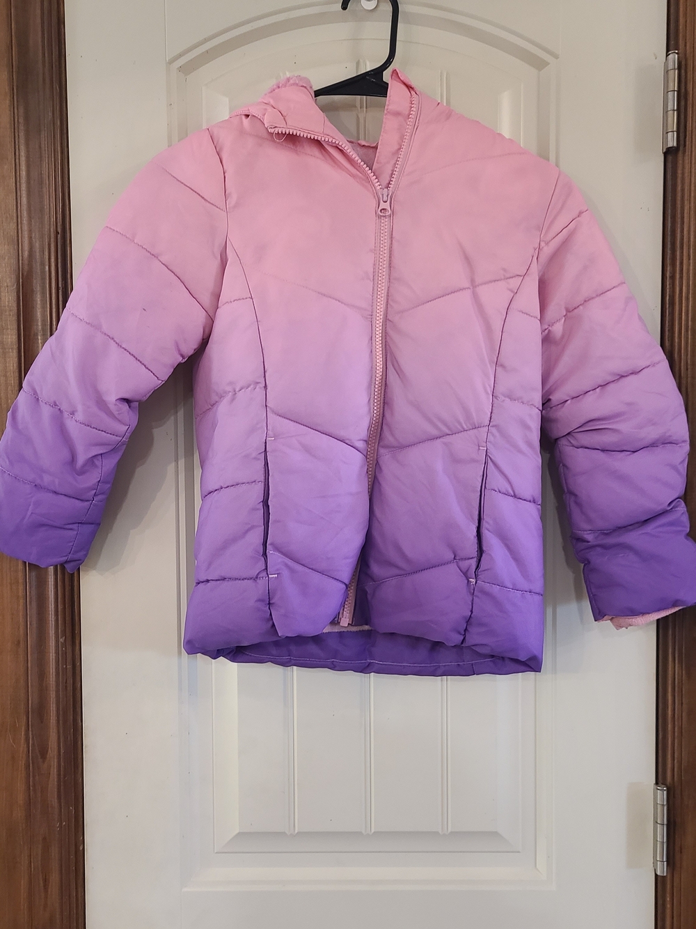 Swiss Tech Kids Ombre Pink to Purple Hooded Puffer Jacket Size 6